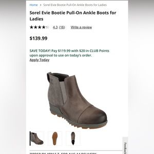 WOMENS SOREL EVIE BOOTIE/GRAY